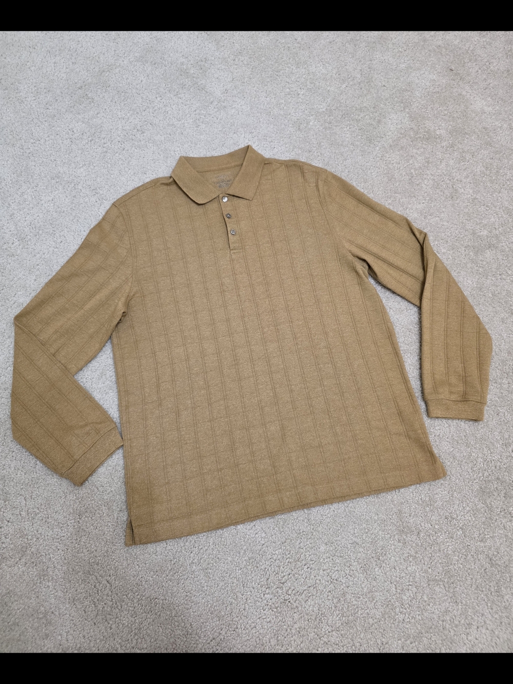 Van Heusen Men’s Long-Sleeve Polo in Camel Size Large